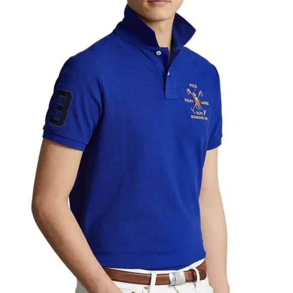 Polo Ralph Lauren Other - Polo Ralph Lauren men's Custom Slim Fit Triple-pony Polo Shirt blue size L large